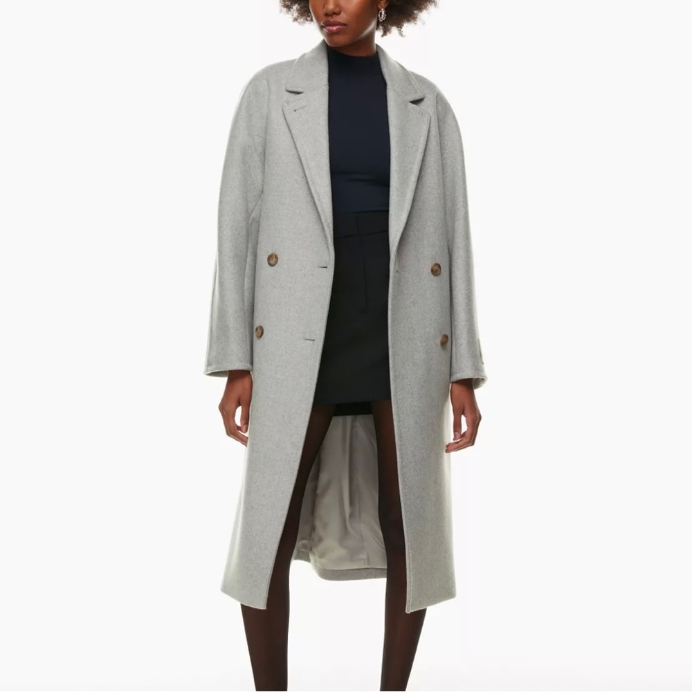 Aritzia Babaton The Slouch Coat Wool Cashmere Heather Light Grey XS NEW